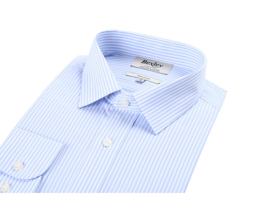 Chemise coton rayée bleu clair et blanc - MAXIMILIEN