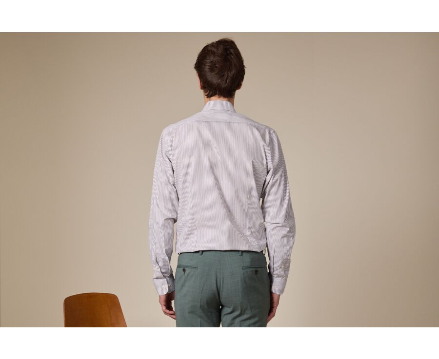 Chemise popeline rayée Taupe et Blanc - MAXIMILIEN