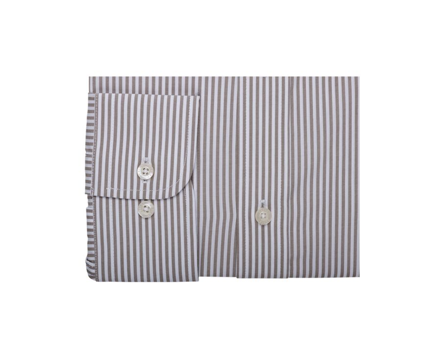 Chemise popeline rayée Taupe et Blanc - MAXIMILIEN