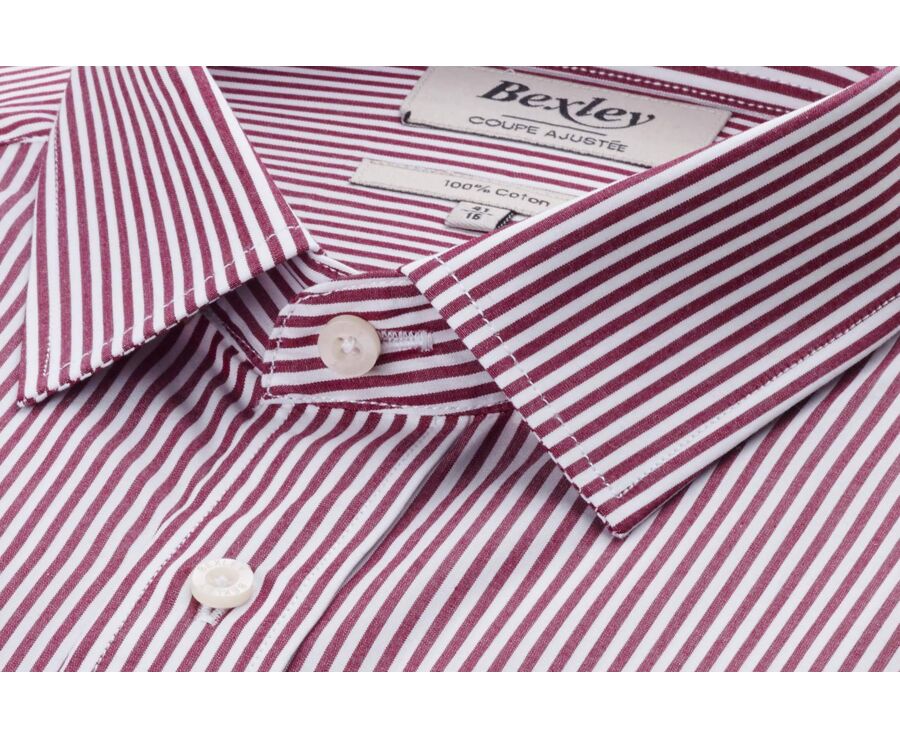 Chemise popeline rayée Bordeaux et Blanc - MAXIMILIEN