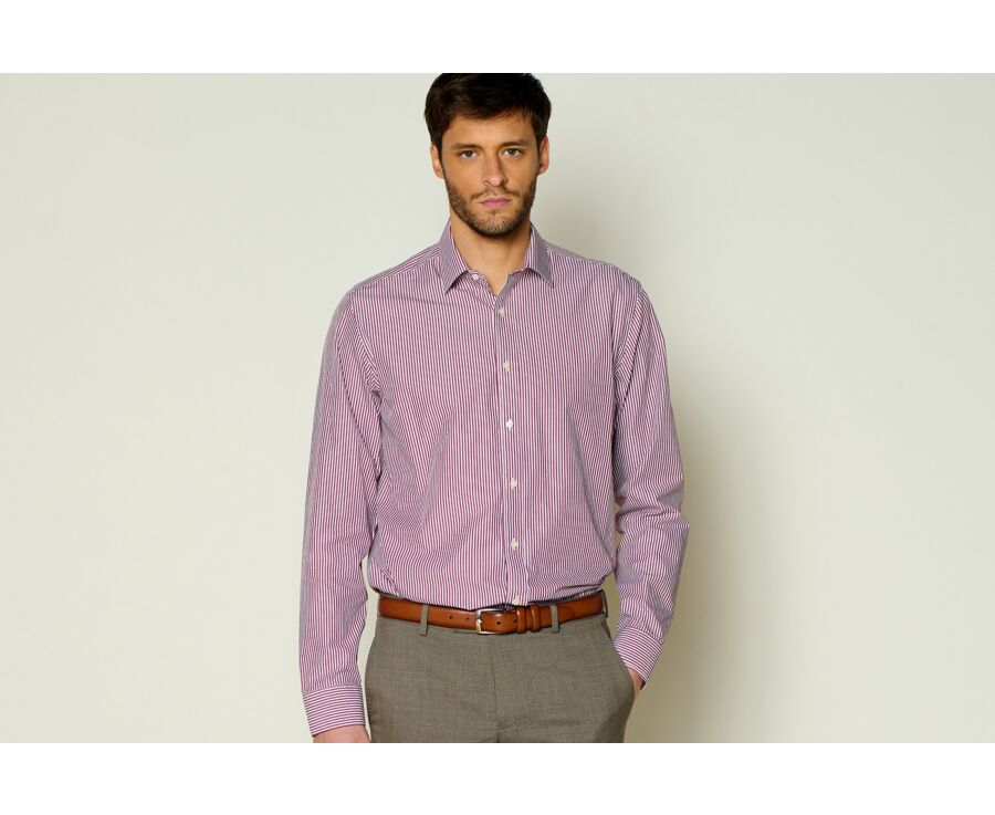 Chemise popeline rayée Bordeaux et Blanc - MAXIMILIEN