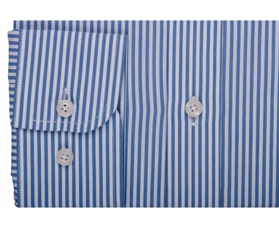 Chemise homme en popeline à rayures bleu gris et blanc - MAXIMILIEN