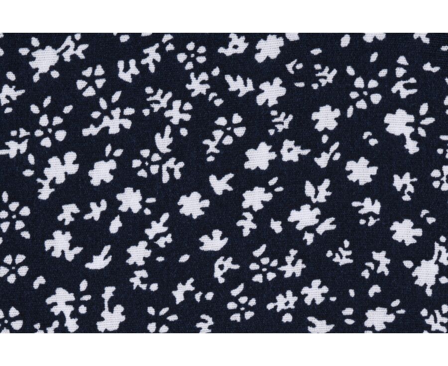 Chemise navy imprimée fleurs blanches - Col français - MATHURIN