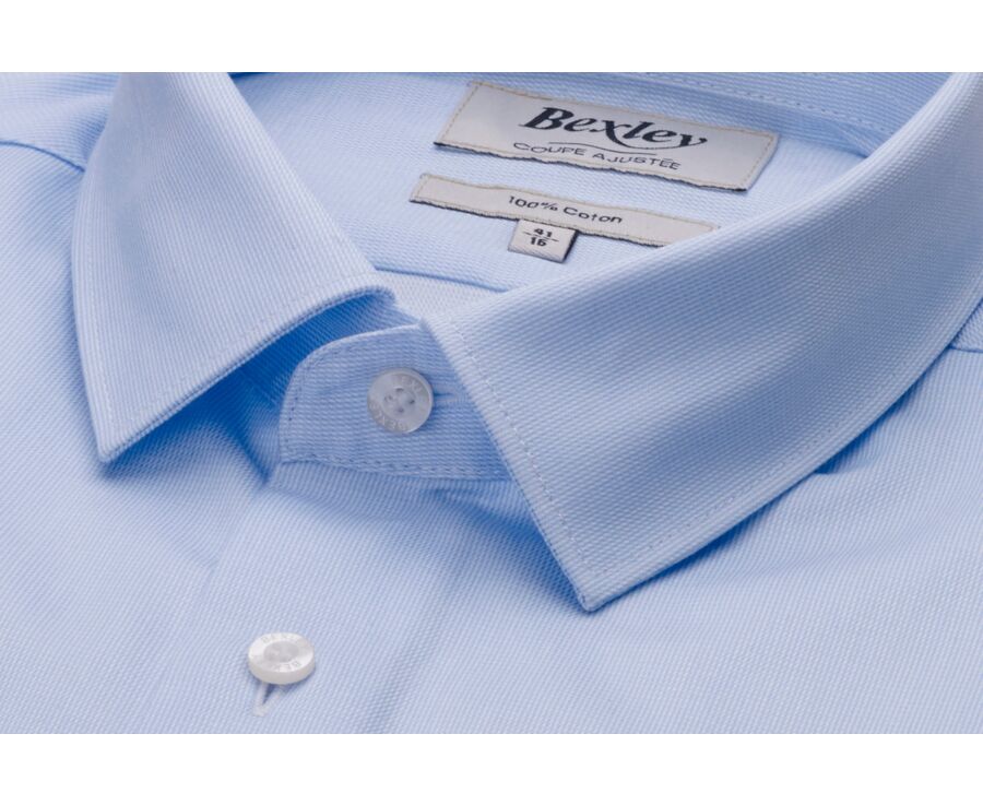Chemise coton bleu pâle - Col français - PATERNE CLASSIC