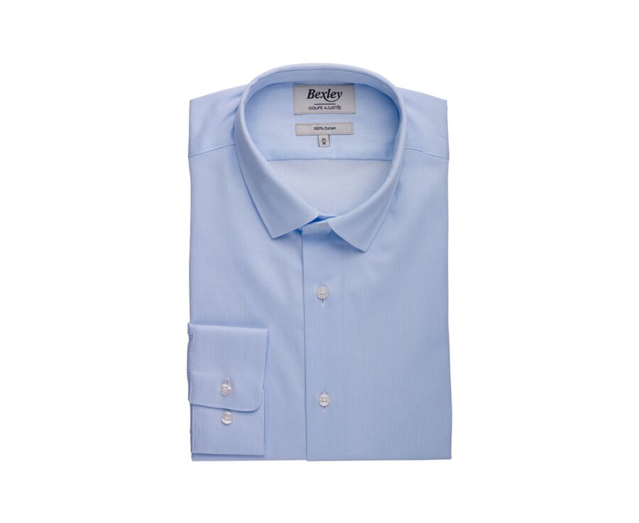 Chemise coton bleu pâle - Col français - PATERNE CLASSIC