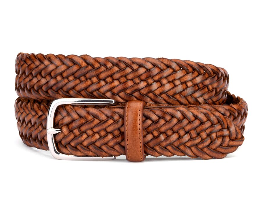 Ceinture en cuir tressée homme Gold Patiné - NORTHGATE SILVER