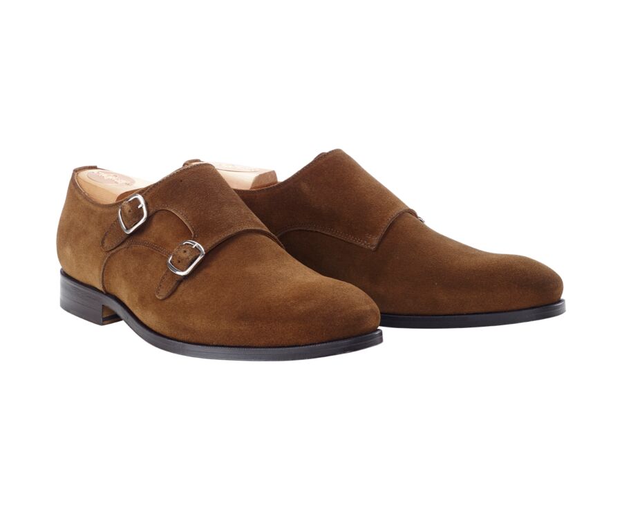Chaussures homme double boucle Velours Havane - CHIGWELL
