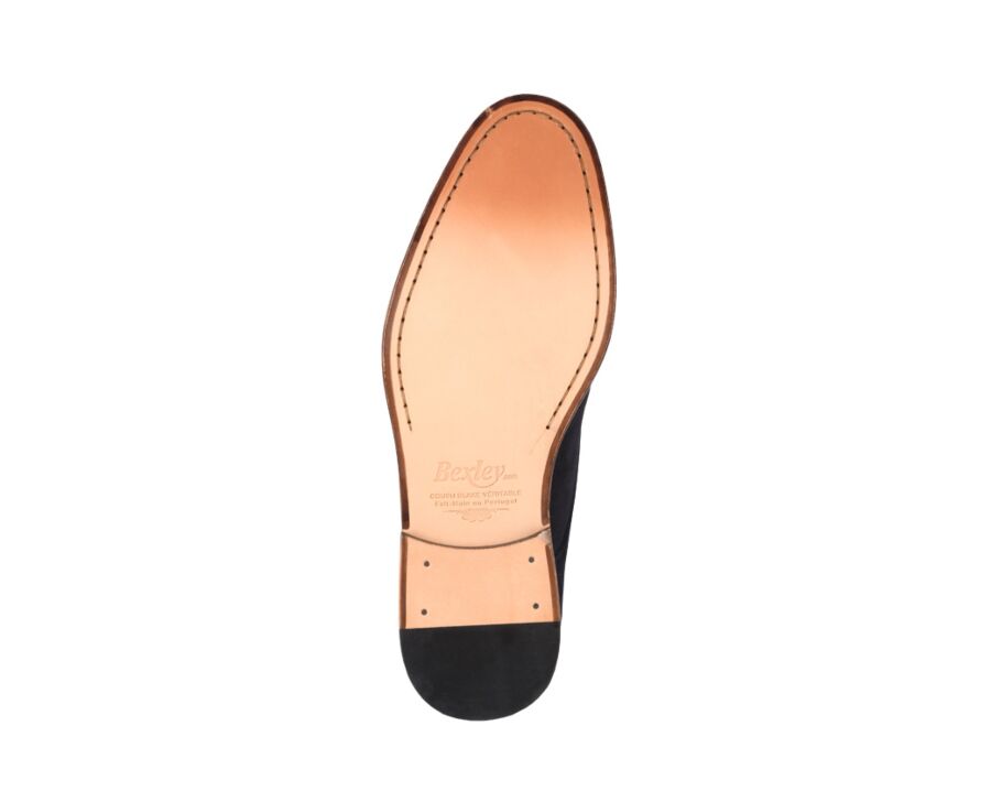 Derbies homme Velours Marine semelle cuir - HILPERTON