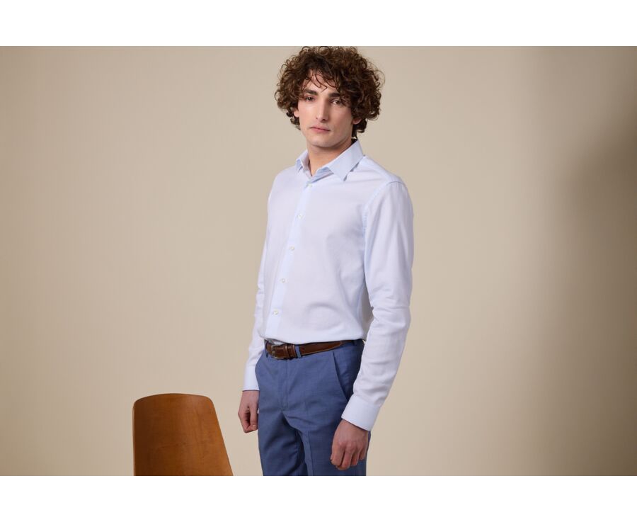 Chemise blanche coton popeline tramée - FIACRE