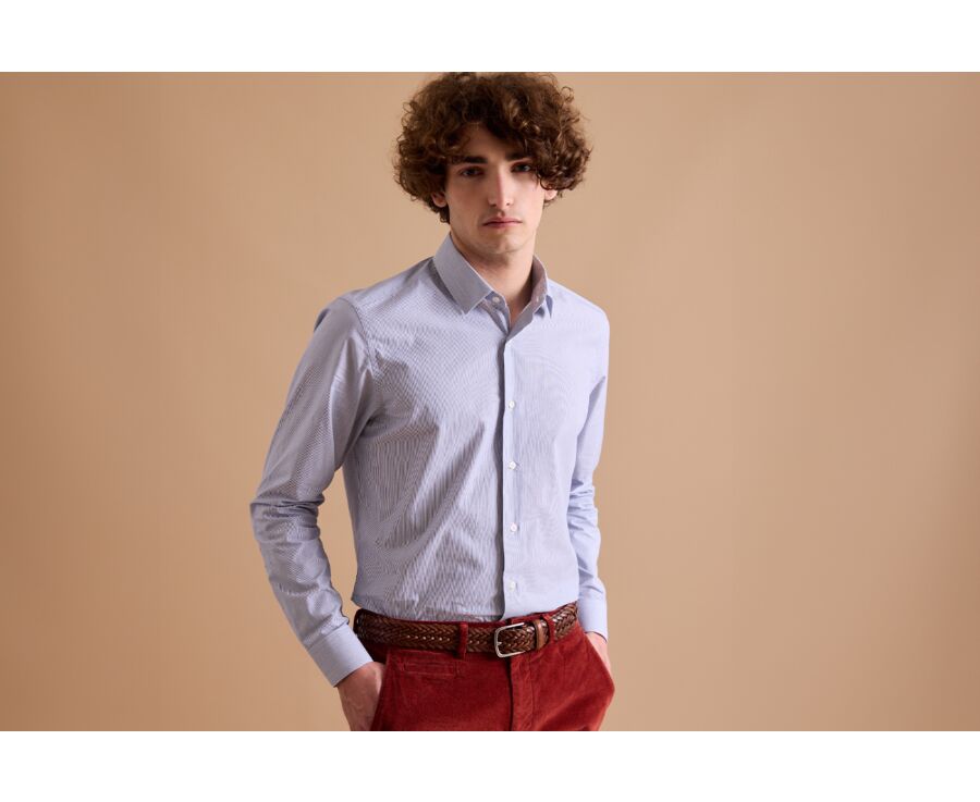 Chemise Bleue à rayures blanches - ANSELME
