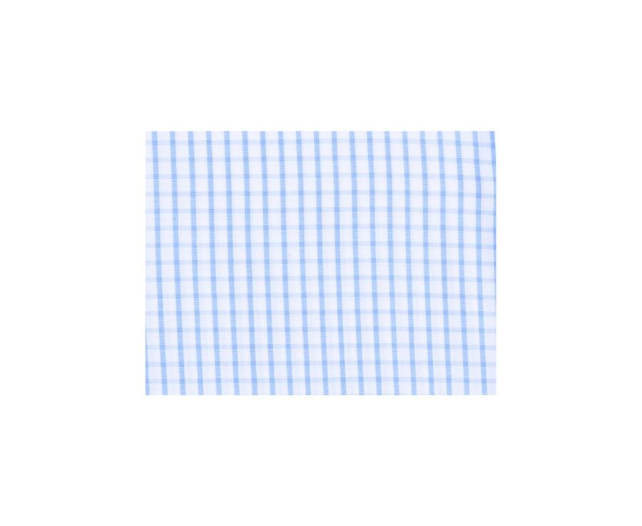 Chemise blanche à carreaux bleus clairs - Col français - ALFIERO