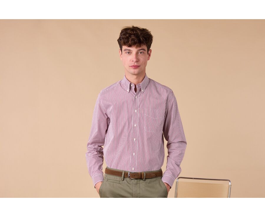 Chemise Popeline homme - Carreaux Bordeaux et Blanc - MARLON