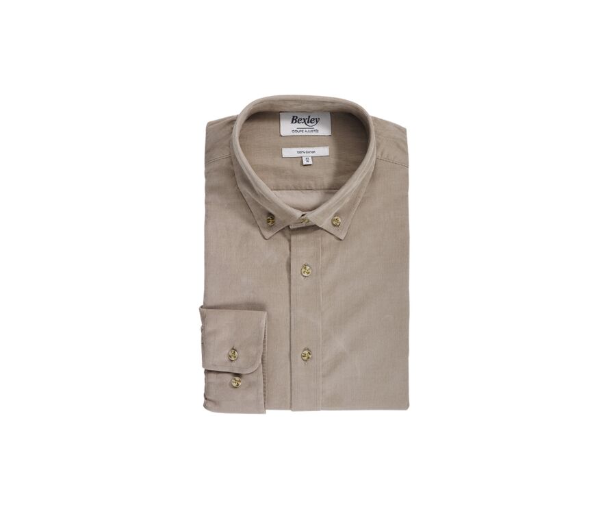 Chemise en velours Taupe Clair - WAYNE