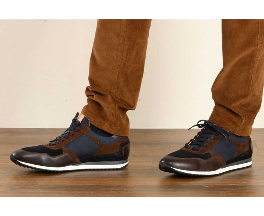 Sneakers homme Chocolat et Velours Marine - CORUNNA