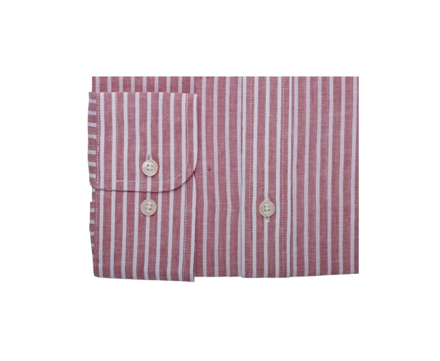 Chemise à rayures coton/lin Vieux Rose et Blanc - EDIBERT