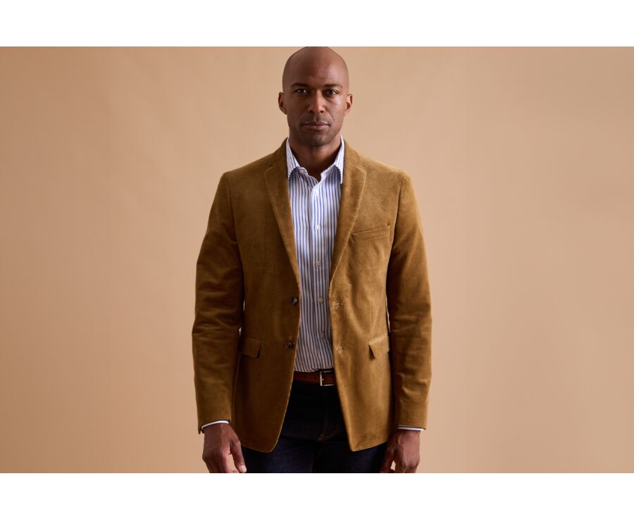 Blazer homme velours côtelé lavé Camel - LÉONTILDE