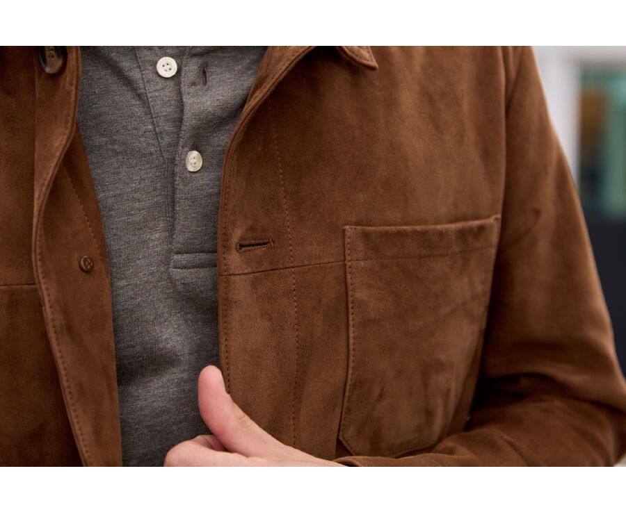 Veste en cuir daim homme Havane - FAUSTIN
