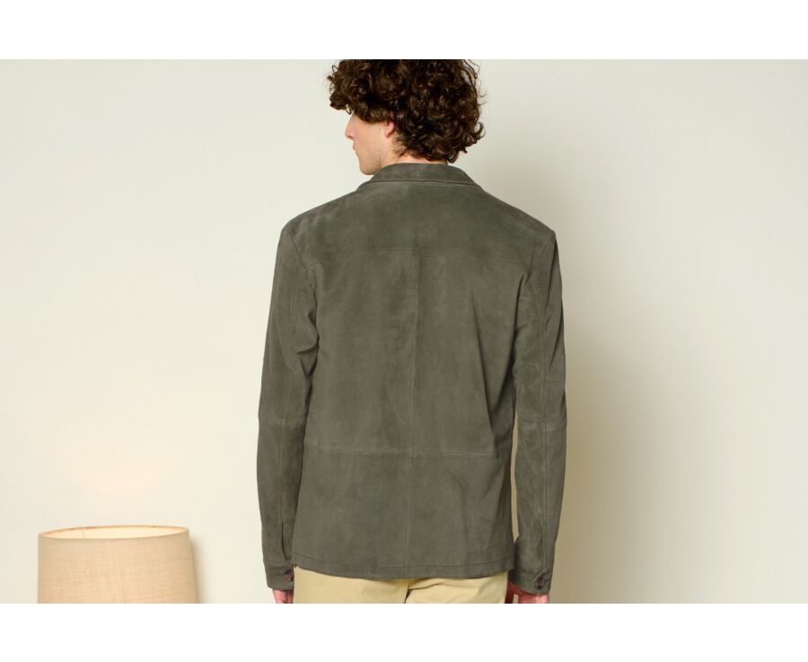 Veste en cuir daim Vert Tilleul - FAUSTIN
