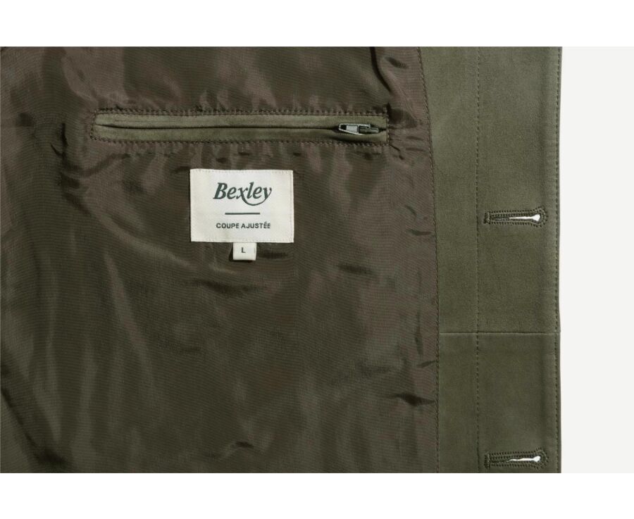 Veste en cuir daim Vert Tilleul - FAUSTIN