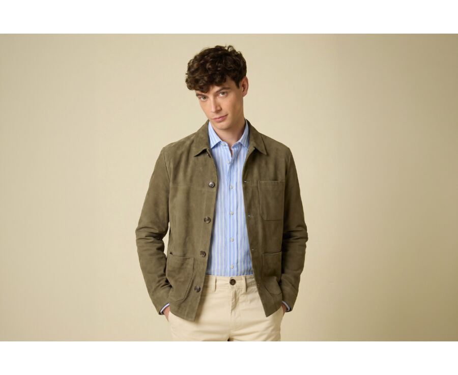 Veste en cuir daim - Kaki - FAUSTIN