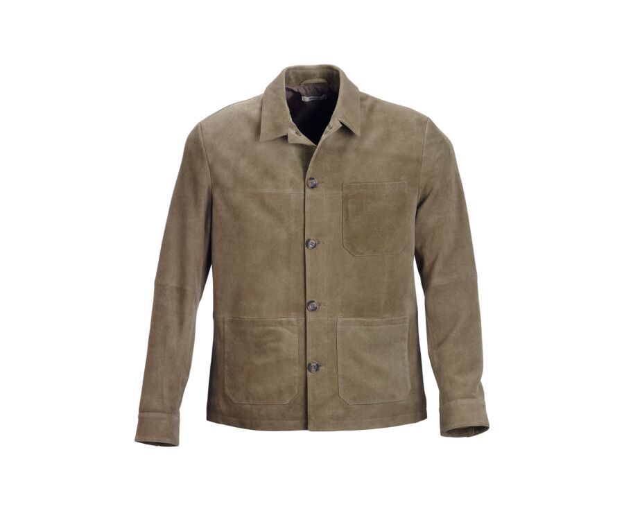 Veste en cuir daim - Kaki - FAUSTIN