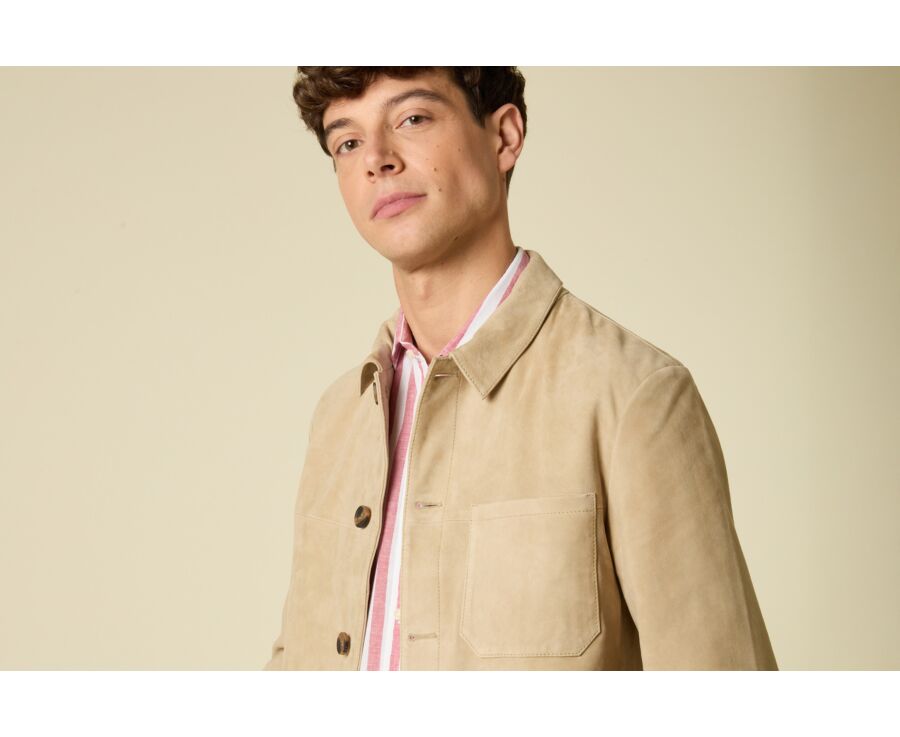 Veste en cuir daim - Beige Clair - FAUSTIN