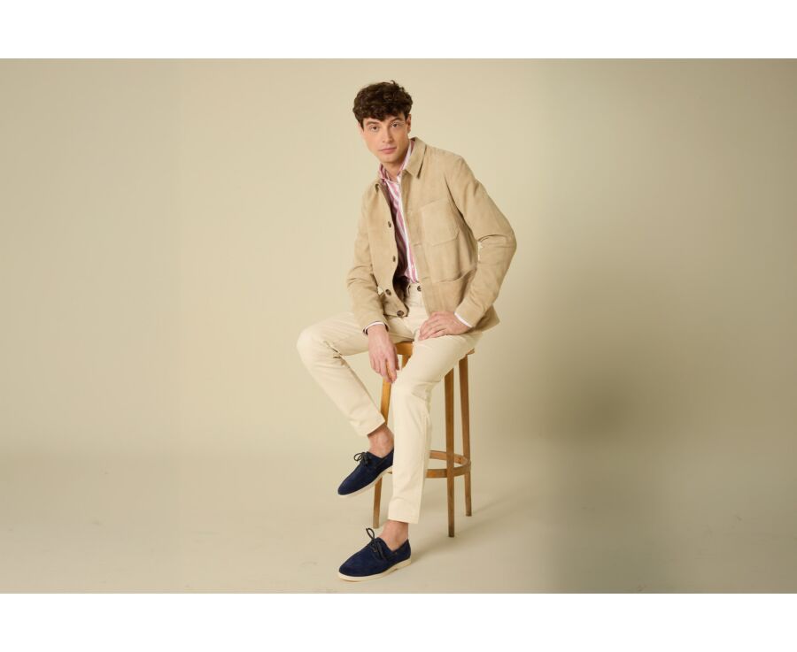 Veste en cuir daim - Beige Clair - FAUSTIN