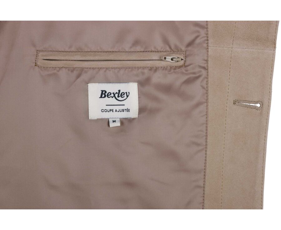Veste en cuir daim - Beige Clair - FAUSTIN