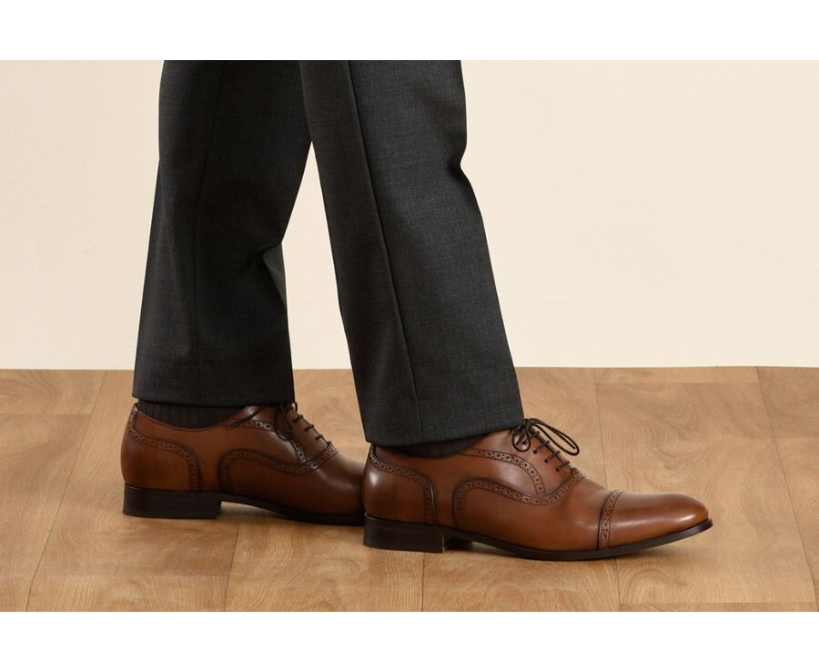 Richelieu homme Châtaigne Patiné semelle cuir - ALLINGTON