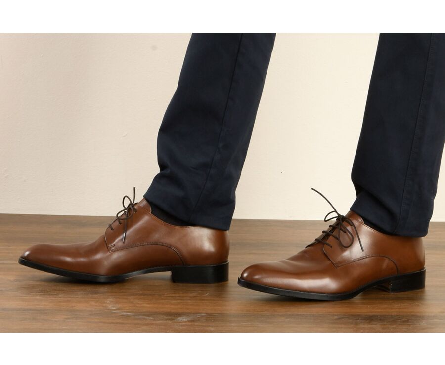 Derbies homme Châtaigne semelle cuir avec patin - PHILIP II PATIN