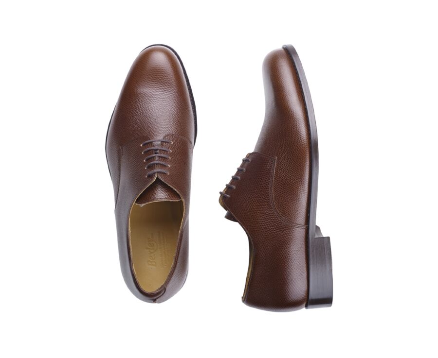 Derbies homme Châtaigne grainé semelle cuir - DOVER