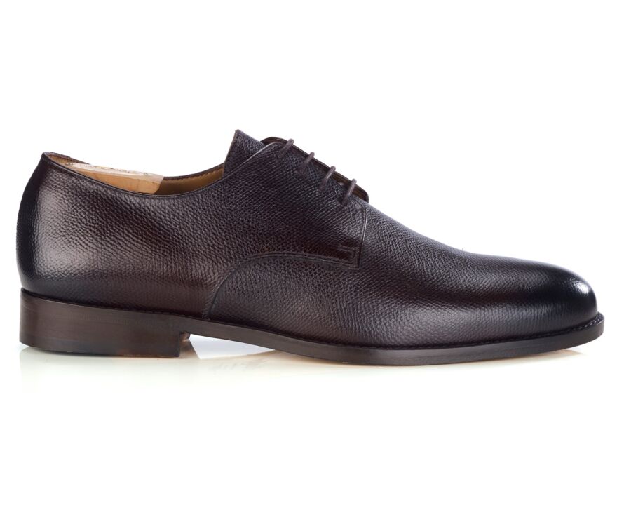 Derby homme classique en cuir grainé chocolat - DOVER
