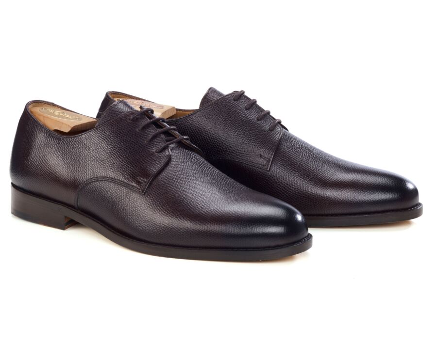 Derby homme classique en cuir grainé chocolat - DOVER