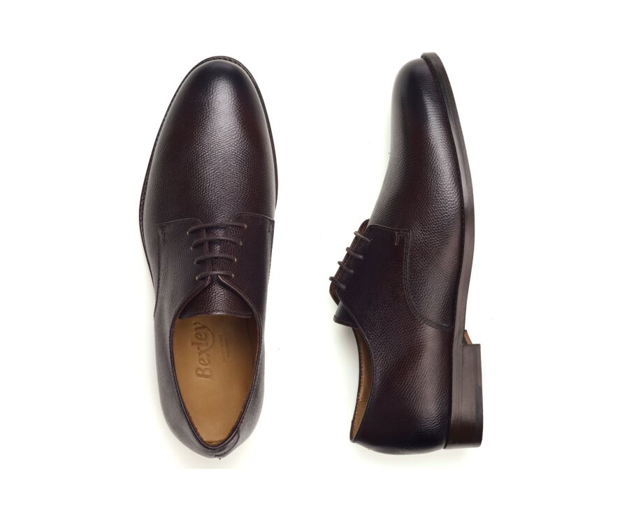 Derby homme classique en cuir grainé chocolat - DOVER