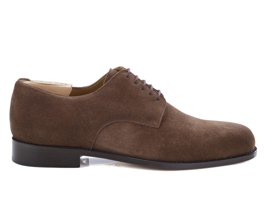 Derbies homme Velours havane semelle cuir - DOVER