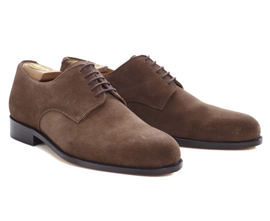 Derbies homme Velours havane semelle cuir - DOVER