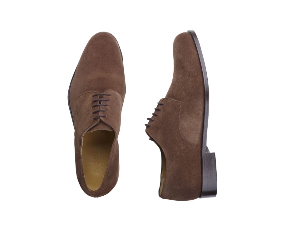 Derbies homme Velours havane semelle cuir - DOVER