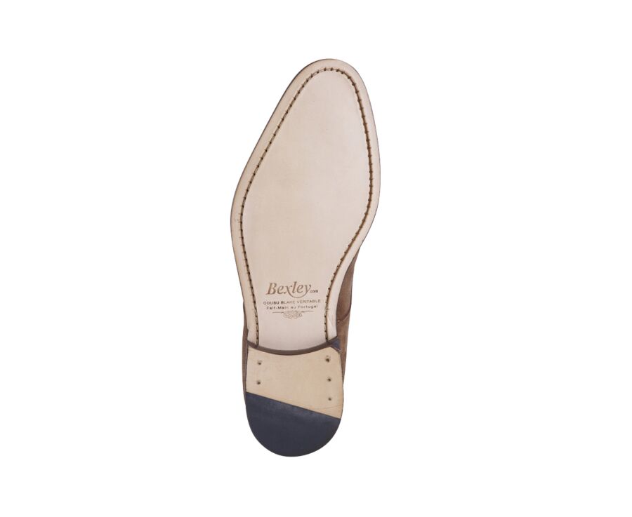 Derbies homme Velours havane semelle cuir - DOVER