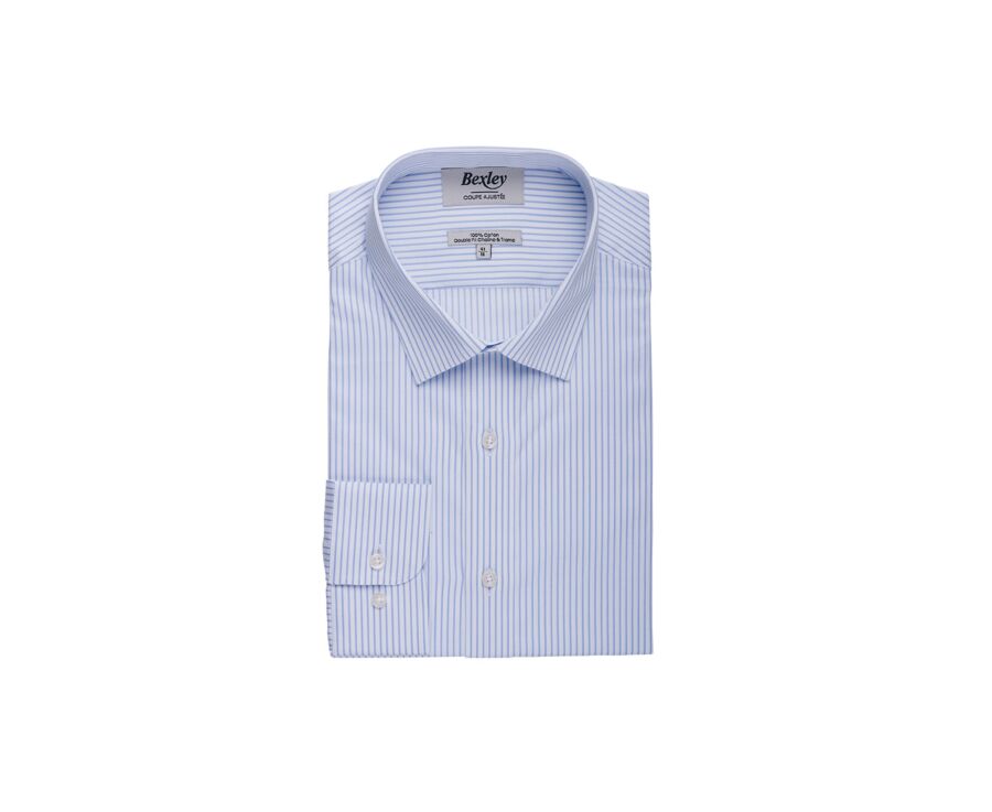 Chemise homme blanches à rayures bleues claires - GEOFFROY
