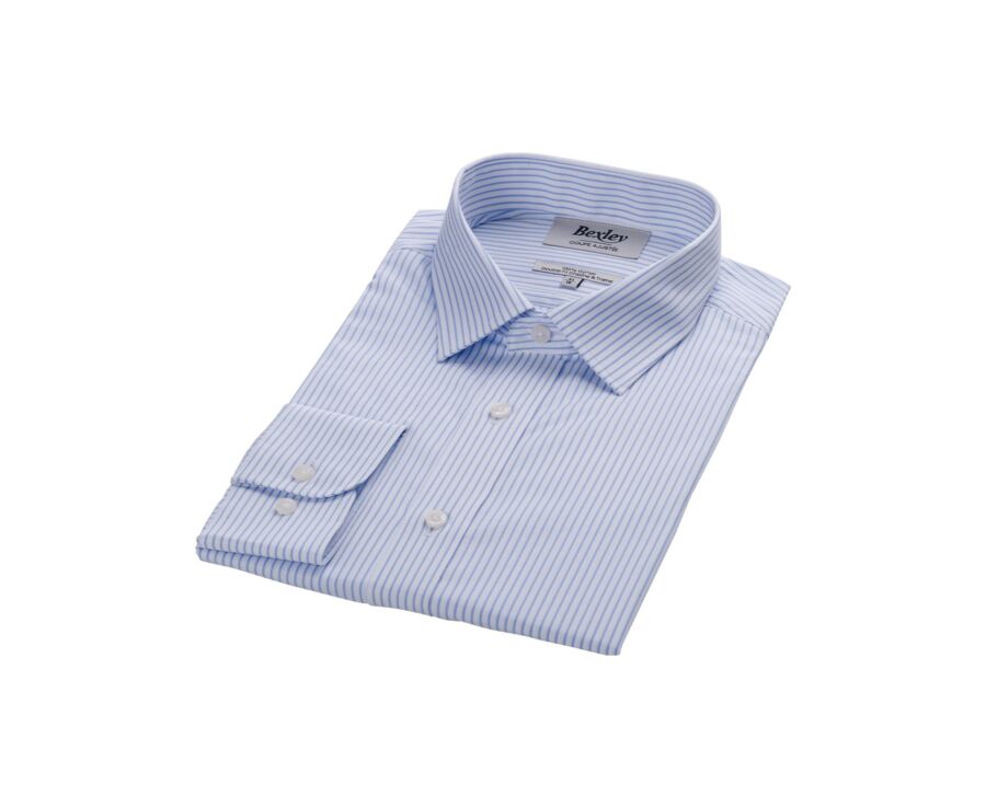 Chemise homme blanches à rayures bleues claires - GEOFFROY