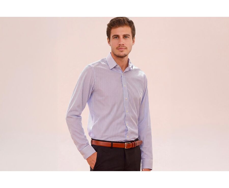 Chemise blanche à rayures bleues - GEOFFROY