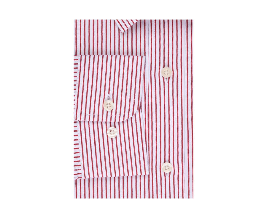 Chemise blanche à rayures rouges - GEOFFROY