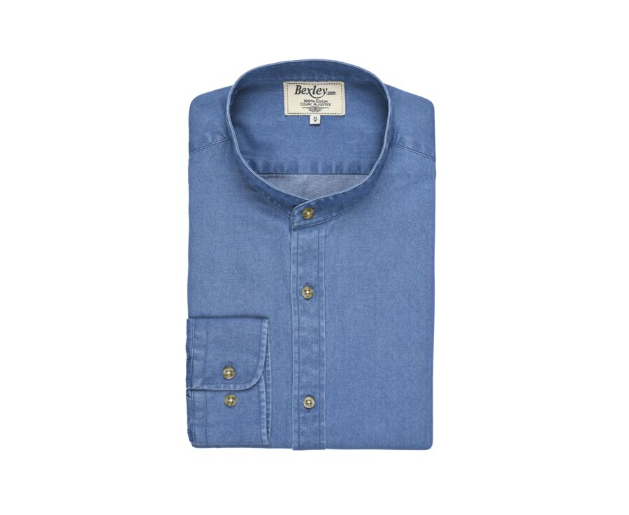 Chemise jean denim Indigo - Col officier - JOSEPH