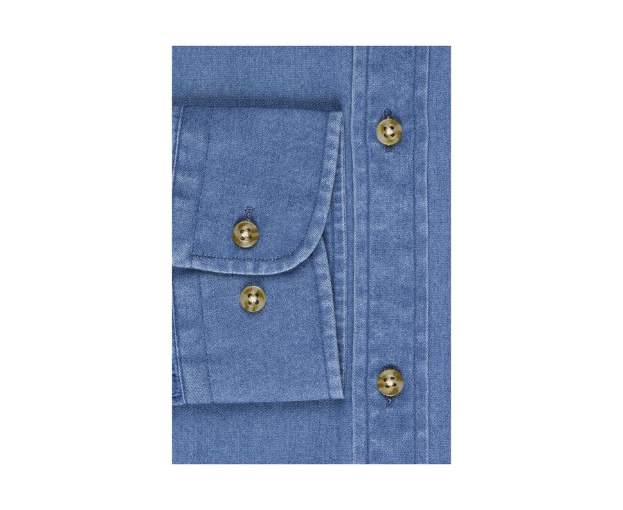 Chemise jean denim Indigo - Col officier - JOSEPH