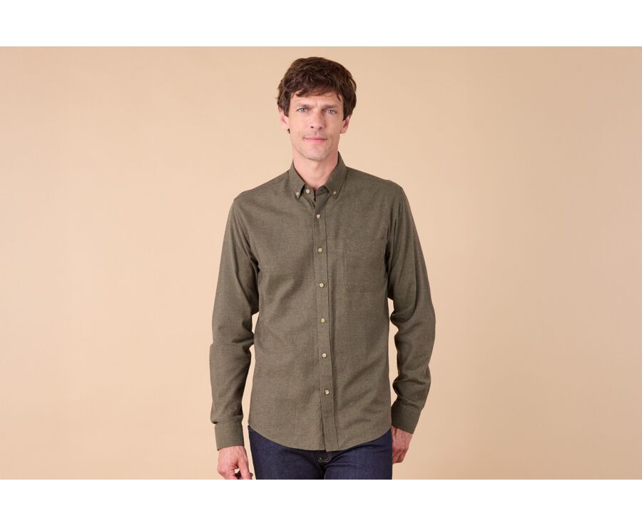 Chemise flanelle Vert Foncé - Poche poitrine - ALEXANDER