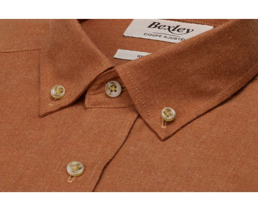 Chemise homme unie rouille en flanelle - ALEXANDER
