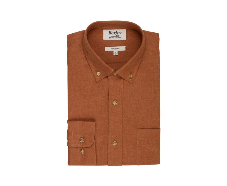 Chemise homme unie rouille en flanelle - ALEXANDER