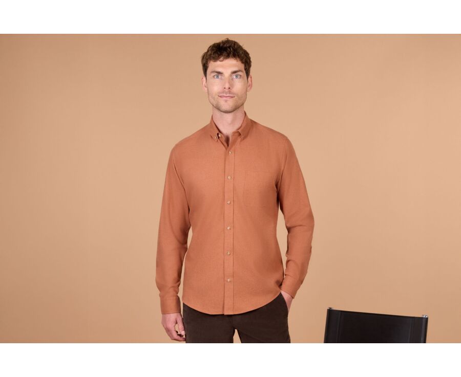 Chemise homme unie rouille en flanelle - ALEXANDER
