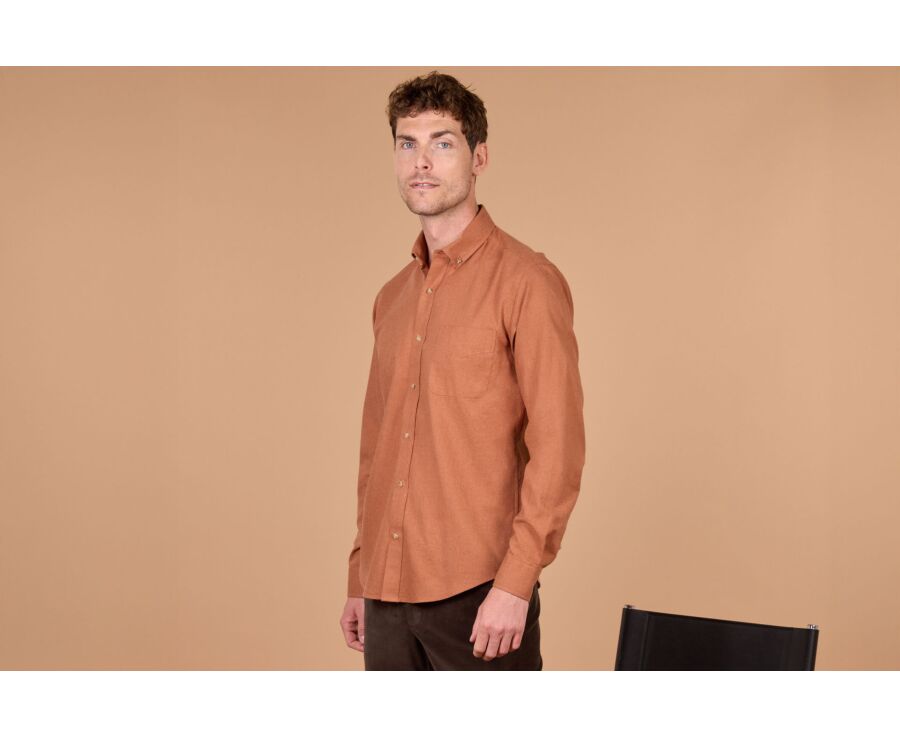 Chemise homme unie rouille en flanelle - ALEXANDER