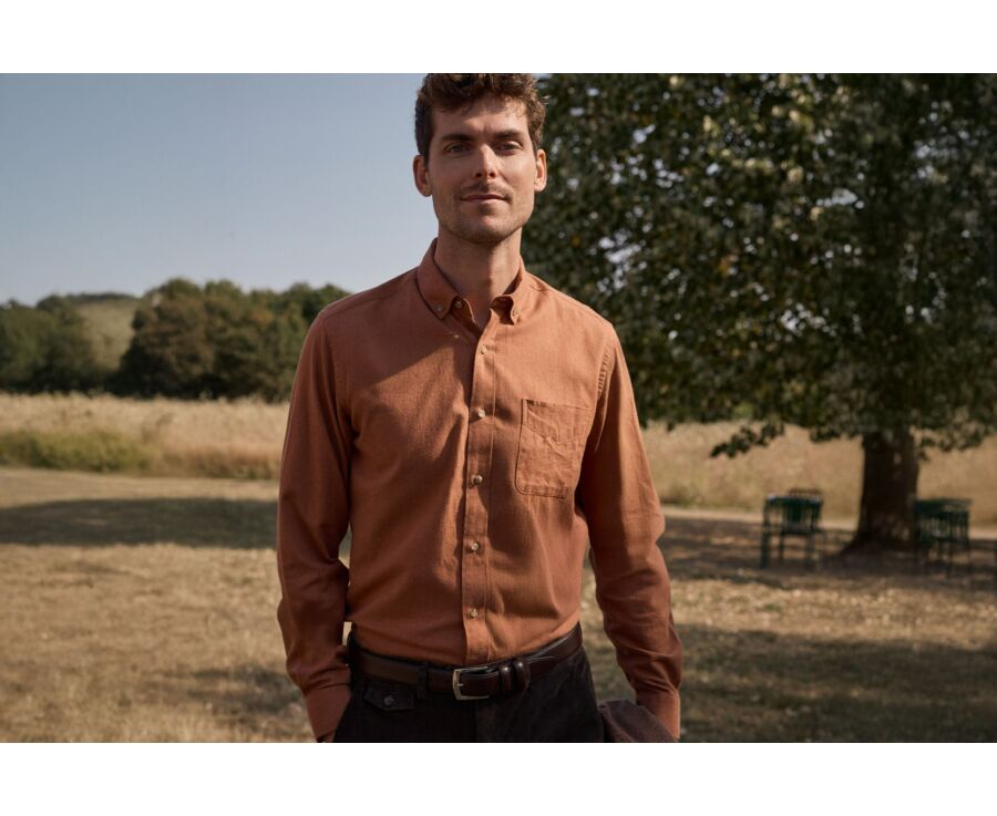Chemise homme unie rouille en flanelle - ALEXANDER